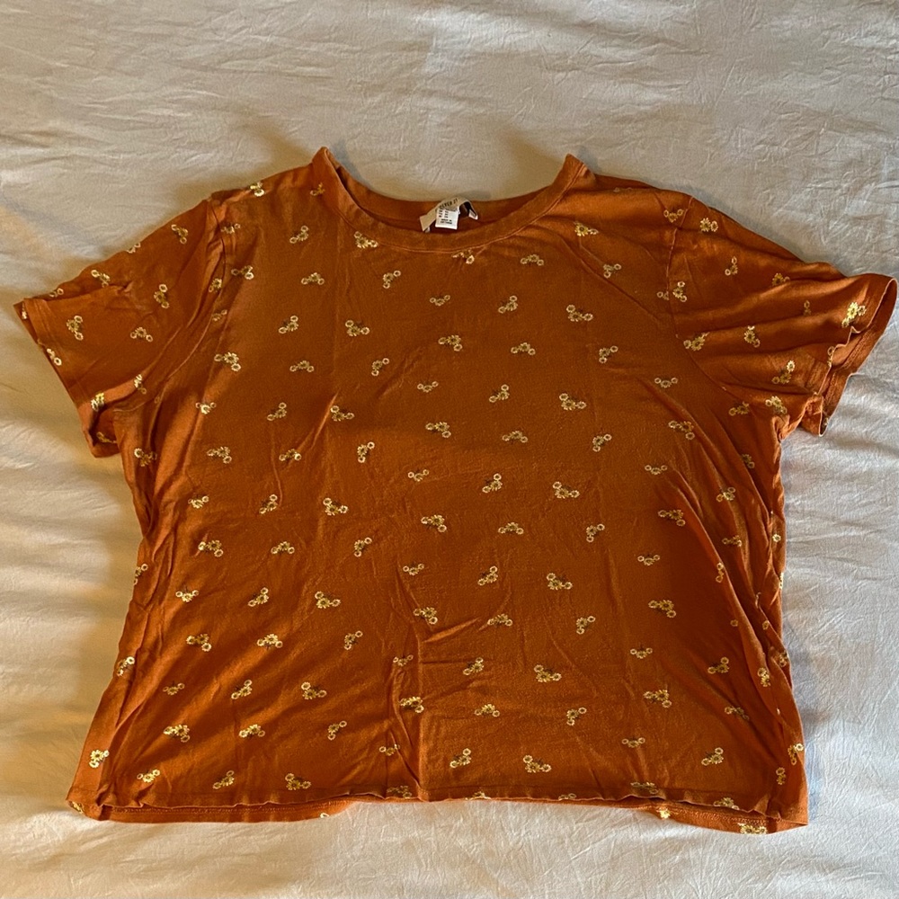 Orange flowery women’s 3X shirt, EUC